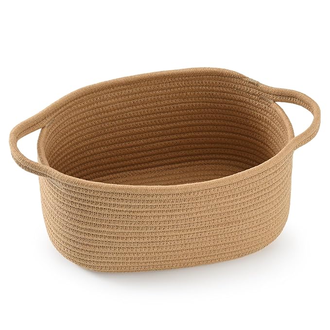 Cute Woven Gift Basket with Handle – Brown Storage Basket Empty, Gift Baskets for Valentines Day Birthday Baby Shower Raffle Burr, Decorative Organizer ontainer for Office, Home