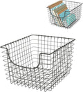 Spectrum Wire-Basket for Organizing (Medium, Industrial Gray) - Sturdy Scoop Pantry Basket Storage - Wire Storage Basket Organizer for Kitchen, Shelf, Closet, Bathroom, Garage & More (Pack of 6)