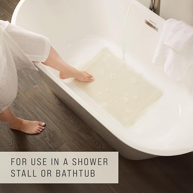 Rubbermaid Commercial Products Safti-Grip Bath Mat, Medium, White, Suction-Backed, Non-Slip for Commercial/Residential Use for Shower Stall/Bathtub/Bathroom