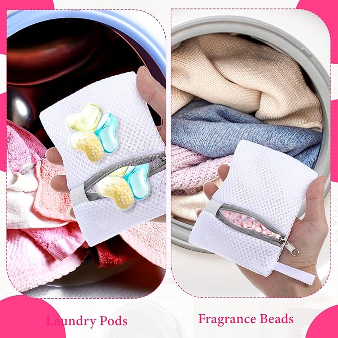 4 Pcs Small Mesh Laundry Bags - Laundry Pod Anti-Sticking Bag - Durable Zippered Small Mesh Bag for Pods And Scent Beads Rectangle