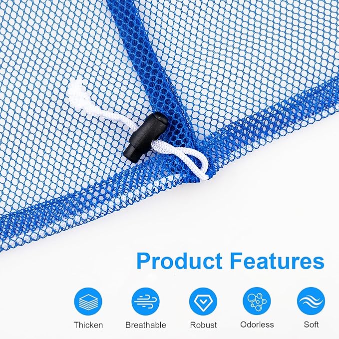 2 Pack Large Mesh Laundry Bags, 24" x 36" Heavy Duty Strong Drawstring Dirty Clothes Bags with Soft Breathable Net, Machine Washable Laundry Bag for College, Dorm, Camp, Travel and Family Use(Blue)