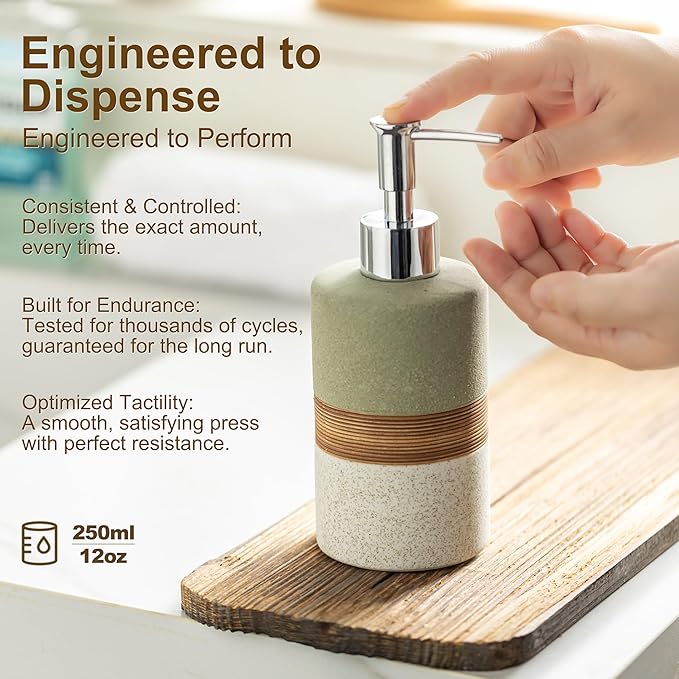 Dish Soap Dispenser for Bathroom, Hand Soap Dispenser with Stainless Steel Pump, Includes Silicone Funnel, Non-Slip Design, Matte Finish, Kitchen Decor