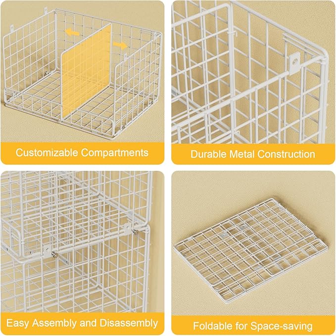5 Tier Hanging Closet Organizer with Adjustable Dividers, Heavy-Duty Storage Shelves for Clothing, Kitchen, Laundry Room, Extra Large Baskets, 15.7" W x 11.8" D x 51" H, White