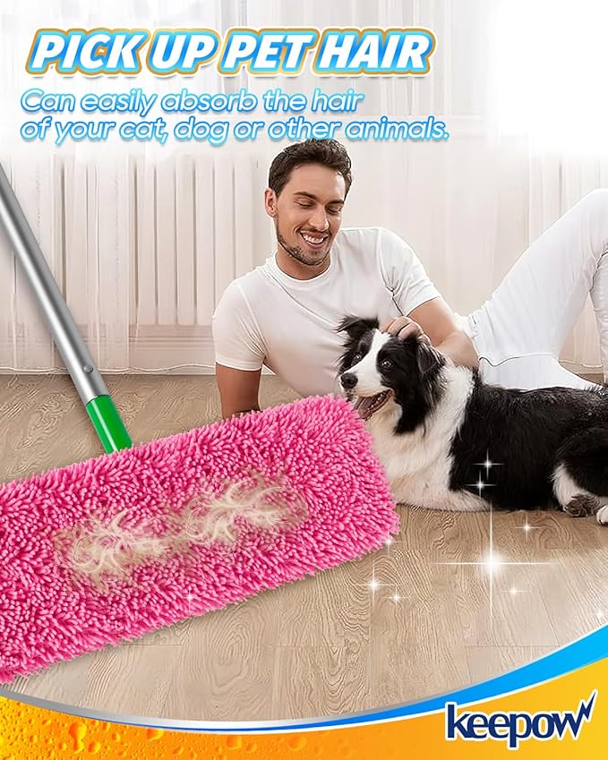 Reusable Microfiber Mop Pads for Swiffer - 2 Pack Pink XL Dry Sweeping Cloths & XL Wet Pads Refills - Heavy Duty Mopping Cloths for Floor Mopping and Sweeping