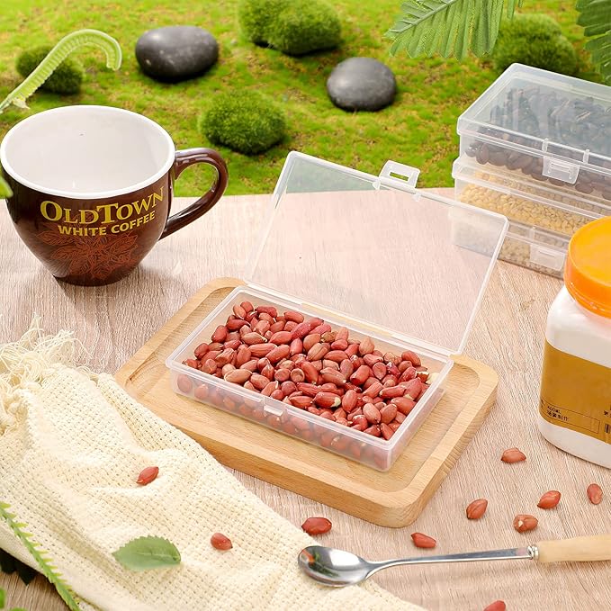 6 Pieces Mini Plastic Clear Beads Storage Containers Box for Collecting Small Items, Beads, Jewelry, Business Cards, Game Pieces, Crafts (5.2 x 3 x 1.2 Inch)