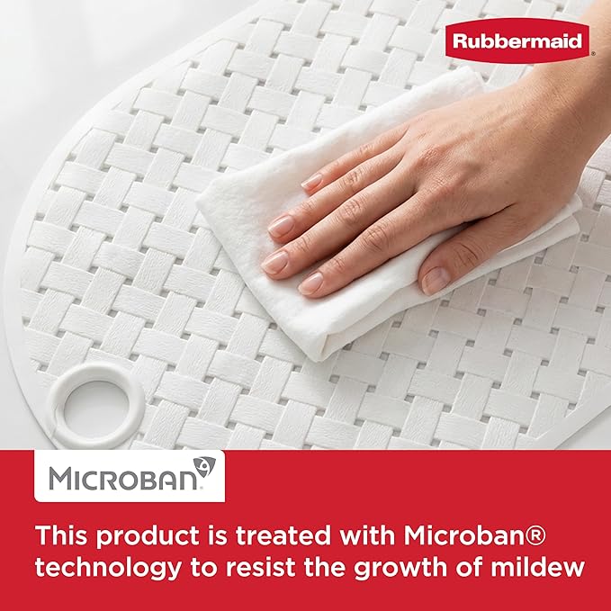Rubbermaid INSTAMAT Tub Mat, Non-Slip Bath Mat Hangs Over Showerhead for Fast Drying, 27.2 x 15.2 Inch, BPA-Free, Easy Care Shower Mat for Inside Bathtub or Shower, White
