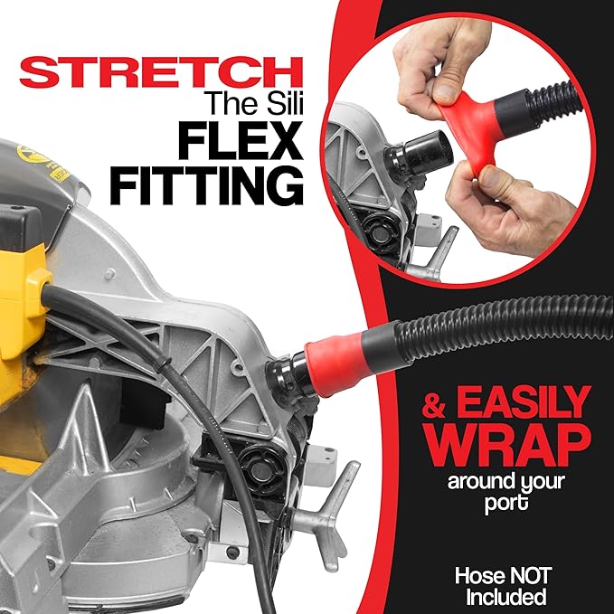 Dust Collection Power Tool Hose Sili Flex Fit Threaded Fittings - Silicone Shop Vacuum Hose Adapter Kit – Universal Stretch‑Fit Dust Collection Adapters For Woodworking Tools - 3pc Set