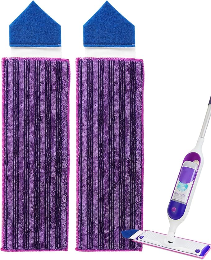 KEEPOW Reusable Power Mop Refill Pads with Scrubbing Pads Compatible with Swiffer PowerMop Microfiber Power Mop Refills Power Mop Pads Replacement for Hardwood Floor Cleaning, 2 Pack