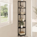 Corner Shelf Stand, Corner Bookshelf, Storage Standing Shelf Unit with Metal Frame, Plant Stand, Bookcase for Living Room, Home Office, Bedroom, 6-Tier Black CS06006B