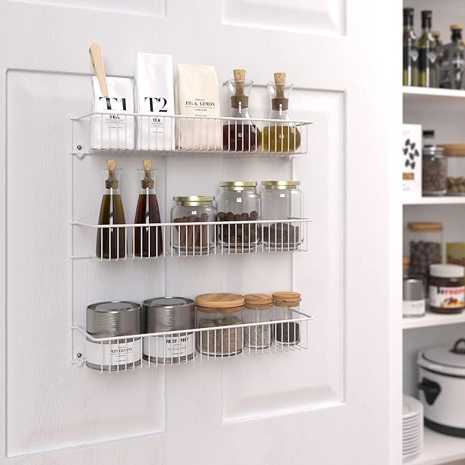 ClosetMaid 3-Tier Hanging Wall Mounted Metal Rack for Spices, Shelf Storage, Pantry Organization, Laundry, Kitchen, Bathroom, White, 8022