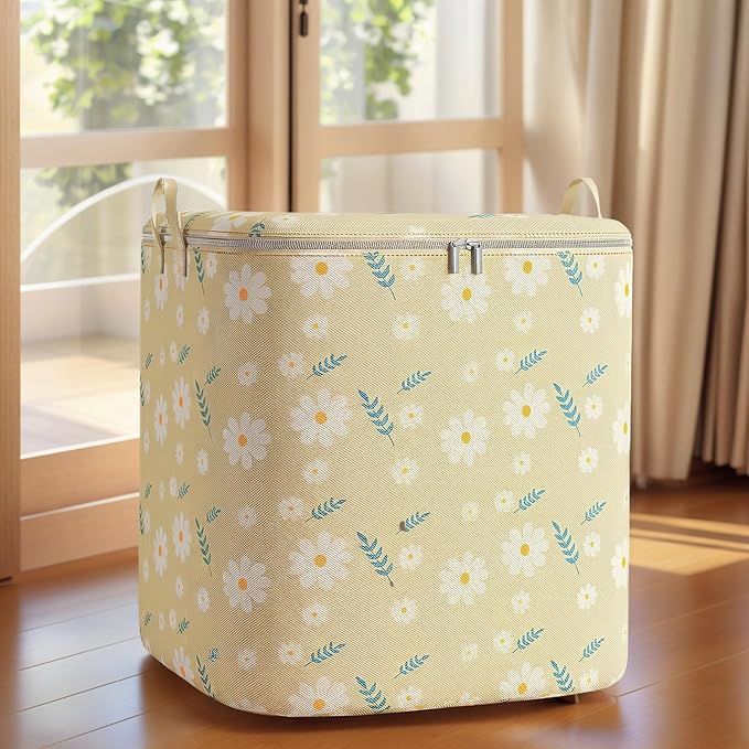 Comforter Storage Bag, Extra Large Clothes Storage Organizer for Blankets Bedding Sweaters, Foldable Soft Storage, Zipper Closure, Carry Handles, Closet Under Bed Moving Travel (140L)