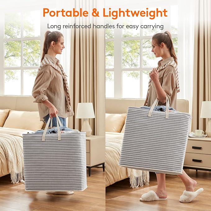 Lifewit 2 Pack Laundry Hamper Large Collapsible Laundry Baskets, Freestanding Waterproof Clothes Hamper with Easy Carry Handles in Laundry Room Bedroom Bathroom College Dorm, Grey, 2 x 90L