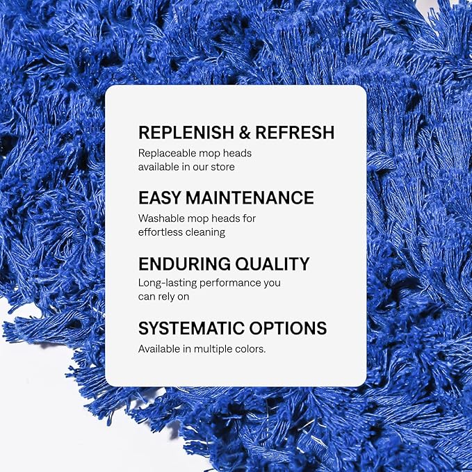 Commercial Dust Mop Replacement Head - 24 x 5 in. Cotton Nylon Reusable Mop Head- Industrial Dust Mop Refill for Floor Cleaning & Janitorial Supplies, Blue