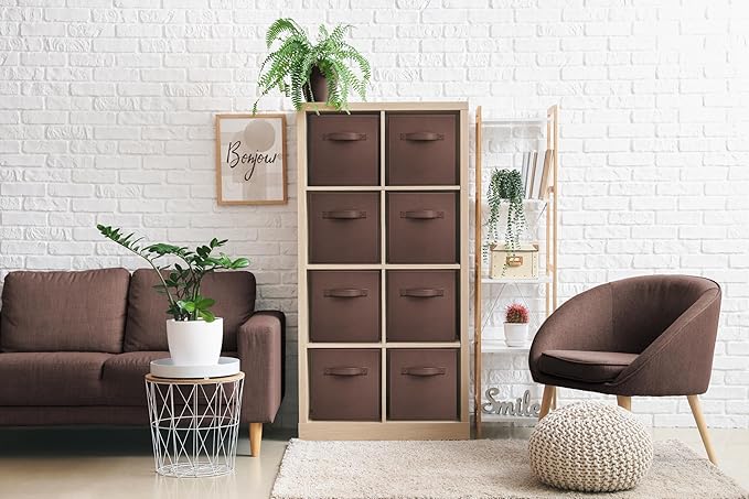 Sorbus Fabric Storage Cubes - 8 Foldable Storage Bins for Organizing Pantry, Cubbies, Toy Box - Clothes Storage & Closet Organizer - 11 Inch Collapsible Cube Baskets for Shelves with Handle
