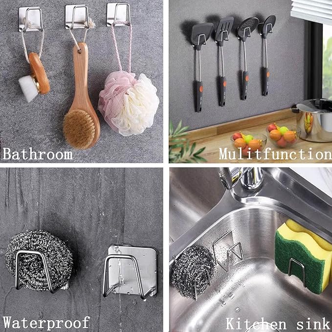 ESINAM 2Pcs Sponge Holders for Kitchen Sink, Strong Adhesive Small Sponge Holder, Premium Rustproof & Waterproof Kitchen Sink Caddy - Minimal Size - SUS304 Stainless Steel