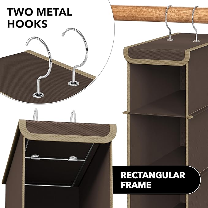 Simple Houseware 10 Shelves Hanging Shoes Organizer Holder for Closet, Brown