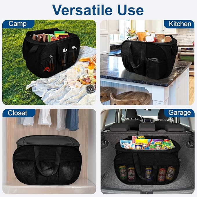 Collapsible Laundry Baskets, Tear Proof Pop Up Laundry Hamper with Lid, Dual Handles Durable Foldable Laundry Basket, Easy to Carry Laundry Hamper for Home, Laundry Room, Bedroom, Dorm, Travel Black