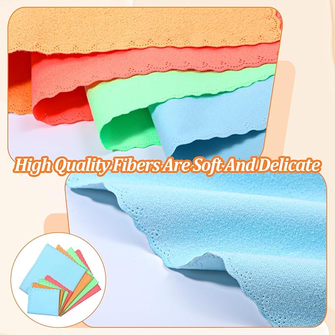 TIESOME 8 PCS Instruments Cleaning Cloths, 4 Colors 2 Sizes Microfiber Soft Lint Free Guitar Cleaning Cloth Premium Polishing & Cleaning Cloths for Guitar Flute Violin Piano Trumpet Sax