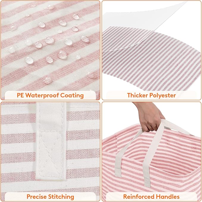 Lifewit 1 Pack Laundry Hamper Large Collapsible Laundry Baskets, Freestanding Waterproof Clothes Hamper with Easy Carry Handles in Laundry Room Bedroom Bathroom College Dorm, Pink, 80L