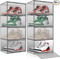 10 Pack Black Acrylic Shoe Display Case Size 12 Sneaker Storage Box Handbag Purse Organizer Clear Storage Bins with Magnetic Door for Shoes, Purse, Handbag, Figure Collectibles