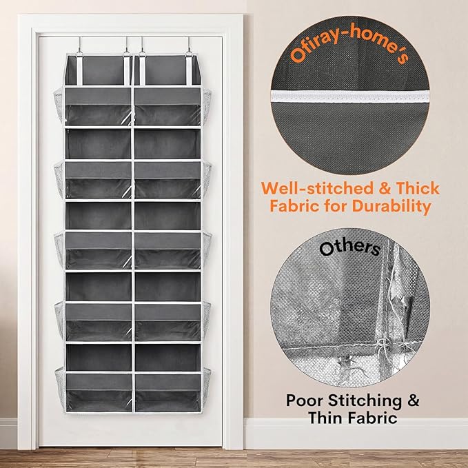 Over the Door Organizer 5 Tiers, Extra Large Behind Door Storage of 10 Compartments, 80 lbs Weight Capacity Over Door Organizer, Door Hanging Organizer for Closet, Diaper Organizer, Room storage | Behind Door Storage, Over Door Organizer, Room storage