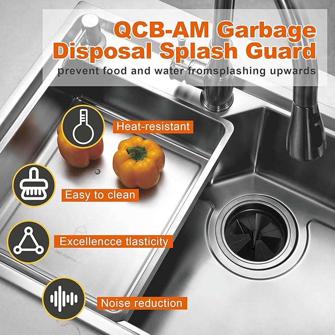 Garbage Disposal Splash Guards, 3 3/8" Kitchen Sink Splash Guard, QCB-AM Garbage Disposal Stopper Fit for in.SinkErator Evolution Series, Rubber Kitchen Sink Drain Cover(2 Pack)