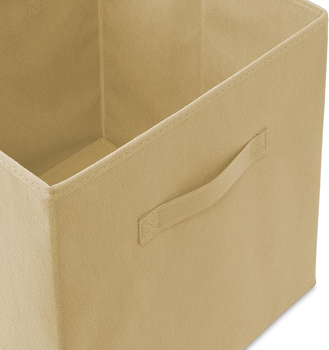 Casafield Set of 6 Collapsible Fabric Cube Storage Bins, Sandy Beige - 13" Foldable Cloth Baskets for Shelves, Cubby Organizers & More