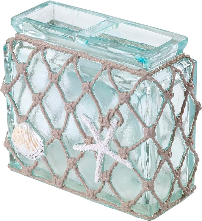 Avanti Linens - Toothbrush Holder, Resin Bathroom Accessories, Beach Inspired Bathroom Decor (Seaglass Collection)