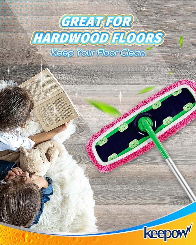 Microfiber Mop Pads for Swiffer XL Mops Reusable Wet and Dry Mopping Cloths Compatible with Swiffer Sweeper XL,4 Pack Pink Washable XL Mop Refill Replacement for All Hardwood Dry & Wet Cleaning