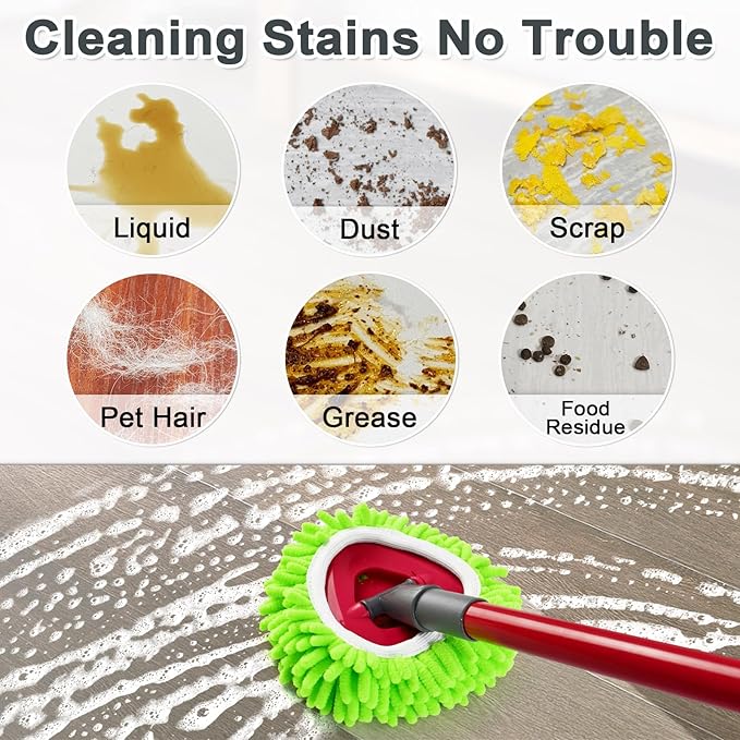 Mop Heads Replacements, 3 Pack Spin Mop Refill Replace Head for O Cedar RinseClean 2 Tank System, Microfiber & Chenille, Machine Washable and Safe for Cleaning All Hard-surfaced Floors