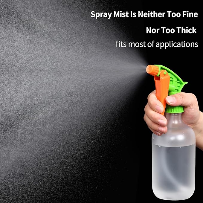 Cleaning Spray Bottles for Plants Misters Inside, 2 Pack 16.9 oz Squirt, Water Spray Bottle Mist Sprayer, No Leak Hair Mister Empty with Adjustable Nozzle (White Orange)