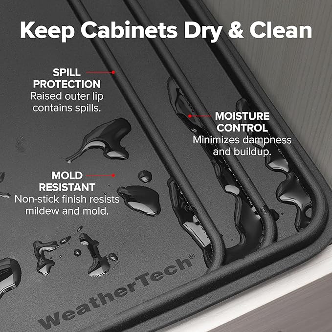 WeatherTech SinkMat – Waterproof Under Sink Liner Mat for Kitchen Bathroom – 28” x 19” Inches - Durable, Flexible Tray – Home undersink Organizer Must Haves, Black