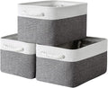 Sacyic Large Storage Baskets for Shelves, Fabric Baskets for Organizing, Collapsible Storage Bins for Closet, Nursery, Clothes, Toys, Home & Office [3-Pack, White&Grey]