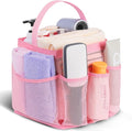 EUDELE Mesh Shower Caddy Portable for College Dorm Room Essentials,Portable Shower Caddy Dorm with 8-Pocket Large Capacity, Shower Bag for Beach, Swimming, Gym-Pink
