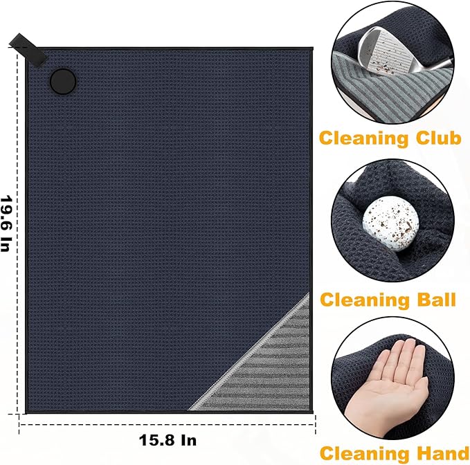Magnetic Golf Towel with Brush and Divot Tool, Microfiber Golf Towel with Wire Cleaning Cloth for Men, Industrial Strength Magnet for Strong Hold to Golf Bags, Carts or Clubs (Red)