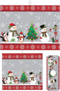 3Pcs Christmas Snowman Dish Drying Mat & Kitchen Sink Splash Guard Faucet Mat For Kitchen Counter Absorbent Microfiber Dishes Pad Dish Drainer Rack Mats Fast Dry Kitchen Accessories
