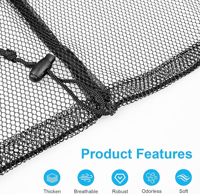 2 Pack Large Mesh Laundry Bags, 24" x 36" Heavy Duty Strong Drawstring Dirty Clothes Bags with Soft Breathable Net, Machine Washable Laundry Bag for College, Dorm, Camp, Travel and Family Use(Black)