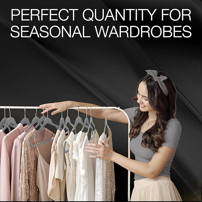 BROOKSTONE, [25 Pack] Velvet Hangers, [Non-Slip] 360° Swivel Hook, Lightweight & Slim, Strong & Durable, Space Saving Design, Heavy Duty, Won’t Stain Fabric