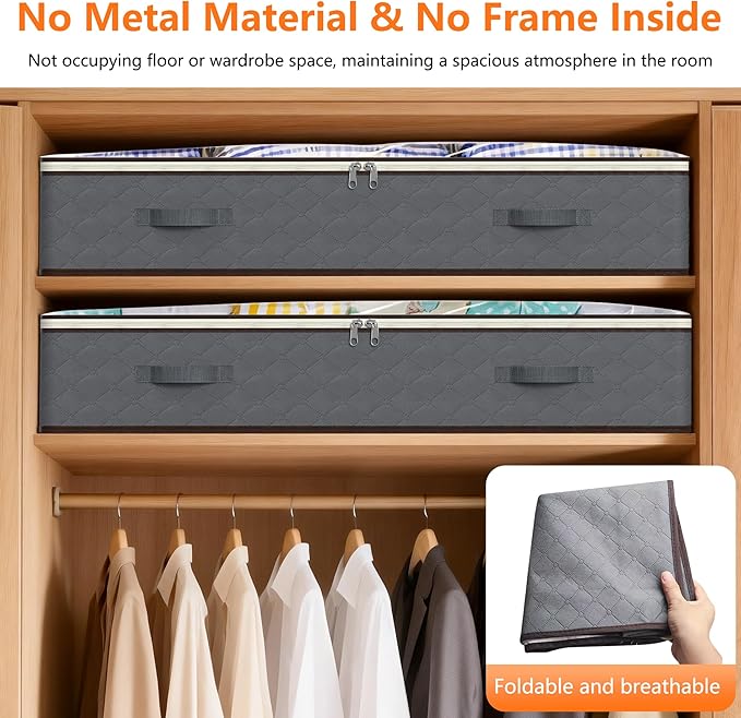 90L Under Bed Storage Containers,4-Pack Closet Organizers and Storage Bins,for Organization and Storage Clothes, Shoes, Blankets & Pillows,Visible Transparent Top Storage Bins with Lids,Black