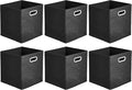 Amazon Basics Collapsible Cube Storage Bins, Space-Saving, Organizing Fabric Bins with Handles, 10.5" x 10.5" x 11", Black, 6-Pack