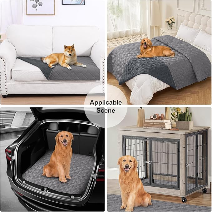 Smiry Reversible Waterproof Couch Covers for Sofa, Washable Dogs Pet Couch Covers for 3 Cushion Sofa Pet Friendly, Water Resistant Furniture Protector Slipcover, Geometric (30"x53", Grey/Dark Grey)