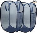 The upgraded pop-up laundry basket features a breathable side pocket mesh design, making it ideal for rooms, apartments, dormitories, travel, business trips, and children's storage(2, Dark blue)