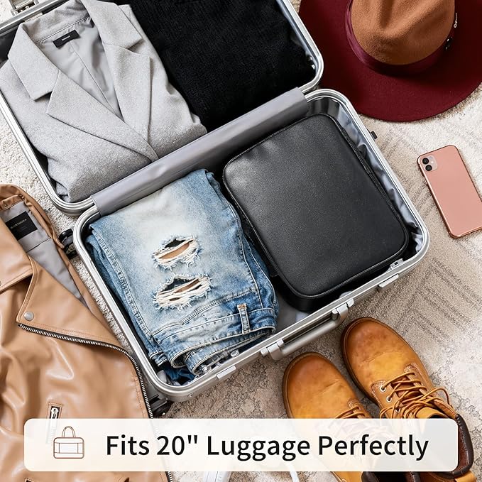 Large Travel Makeup Bag for Women with Luggage Sleeve and Reinforced Dual Handles, Featuring 10 Independent Elastic Brush Slots and 25 Pockets, Large Capacity Waterproof Cosmetic & Toiletry Organizer