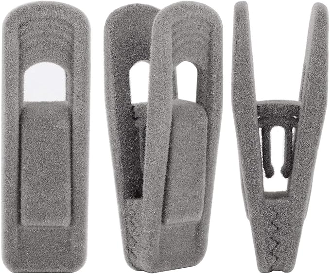 Velvet Hangers Clips Strong Finger Clips Perfect for Thin Velvet Hangers (Grey, 20)