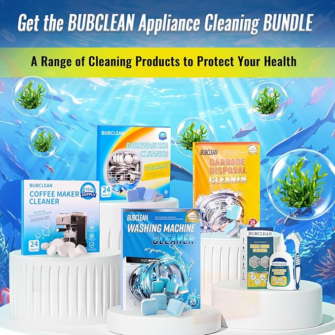 24 pack Washing Machine Cleaner Descaler, Deep Cleaning Tablets for Front Loader, Top Load & HE Washer, Septic Safe Odor & Water Buildup Removal, Clean Drum & Laundry Tub Seal