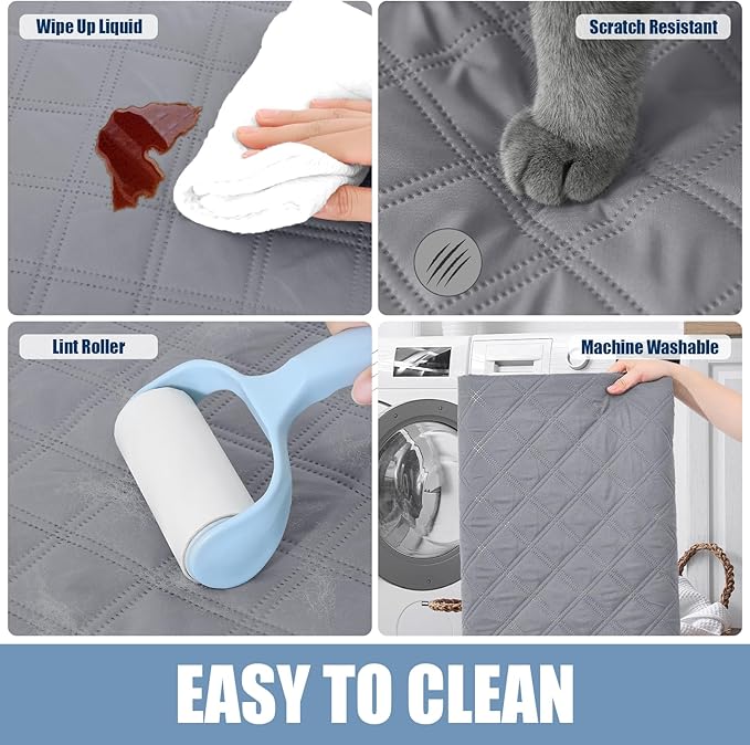 Smiry Waterproof Dog Bed Cover Pet Blanket, Soft Washable Dog Blanket for Furniture Bed Couch Sofa Reversible, Checkered (30"x53", Grey/Grey)
