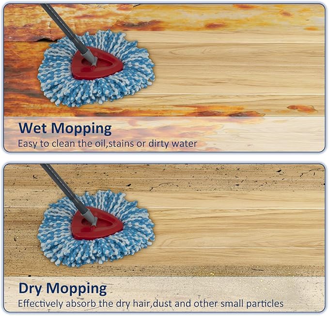 2 Pack Mop Head Replacement Compatiable with Oceda EasyWring,Mops Refill Replace Head for EasyWring Spin Mop 1 Tank Systerm - Microfiber, Easy to Replace,Deep Floor Cleaning and Machine Washable
