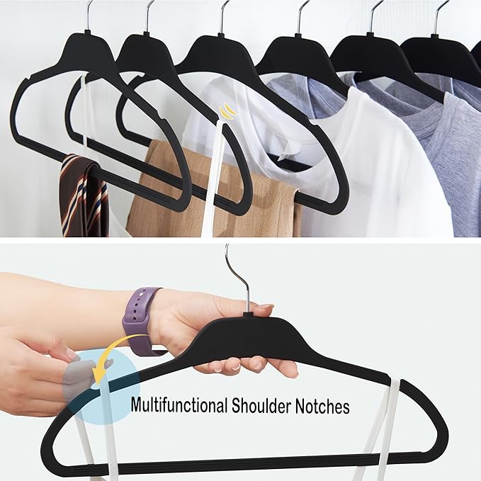 ELONG HOME Rubber Coated Hangers 20 Pack, Non-Slip Clothes Hangers with Rustproof Hooks, Space Saving Thin Design for Closet/Retail/Home
