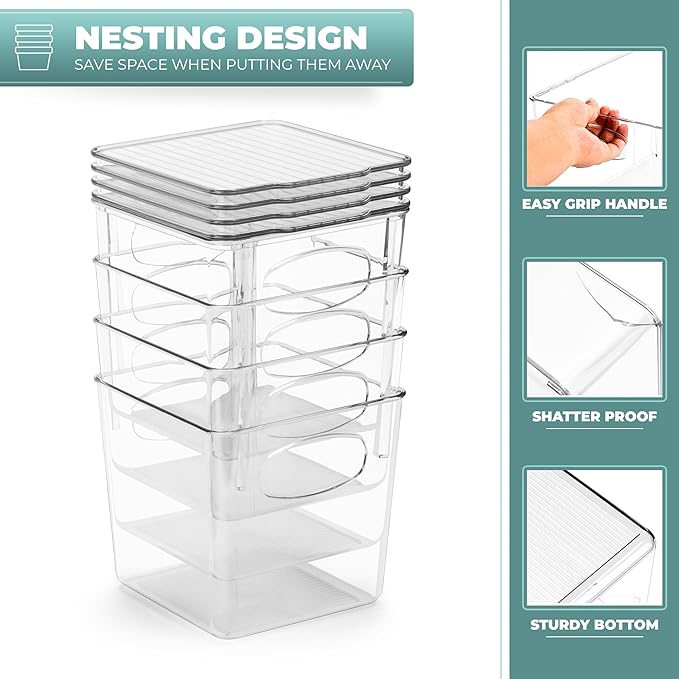 Sorbus Small Plastic K Cup Storage Bins - Nespresso Pods Holder, Vertuo Pod Holder, Kitchen Organization, Pantry Storage, Fridge Organizer - K Cup Organizer for Nespresso Accessories (2 pack)