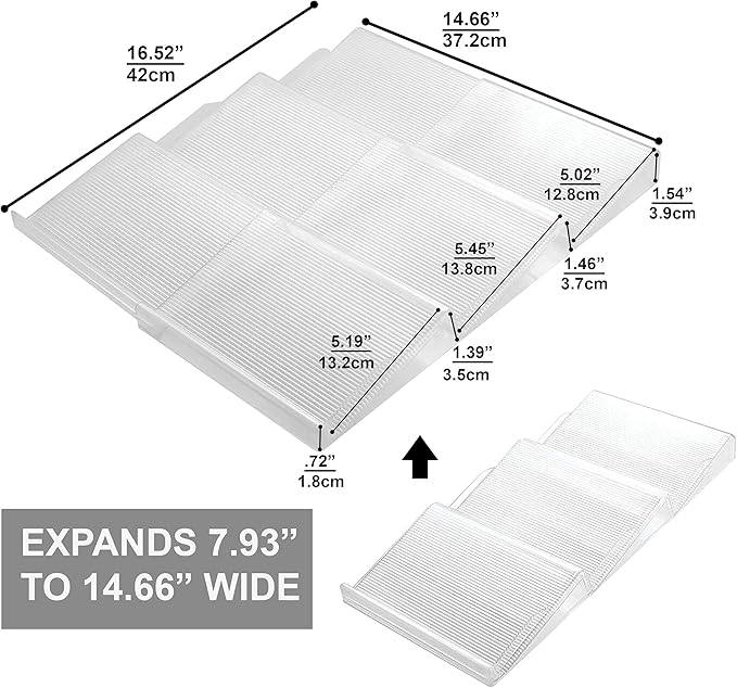 BaHoki Essentials 3 Tier Spice Rack- Kitchen Drawer Organizer - Clear Plastic Storage Rack for Kitchen Pantry - Perfect for Salt, Pepper, Spices and Seasonings